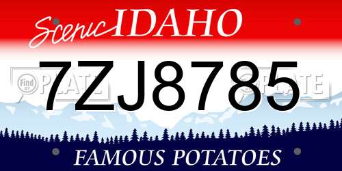 7ZJ8785 Idaho License Plate