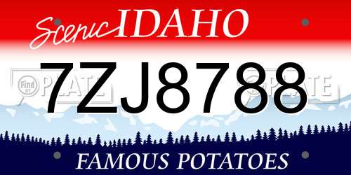 7ZJ8788 Idaho License Plate