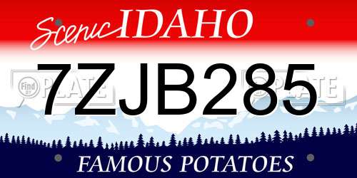 7ZJB285 Idaho License Plate