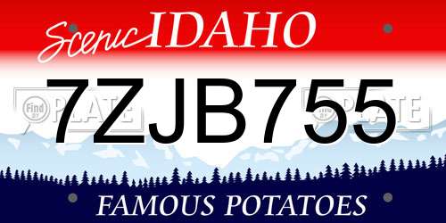 7ZJB755 Idaho License Plate