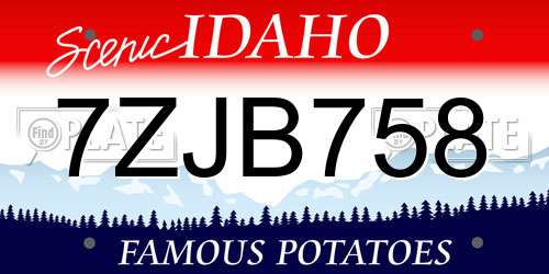 7ZJB758 Idaho License Plate