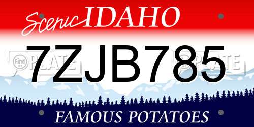 7ZJB785 Idaho License Plate