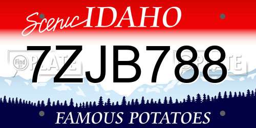7ZJB788 Idaho License Plate