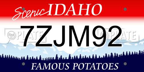 7ZJM92 Idaho License Plate