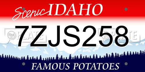 7ZJS258 Idaho License Plate