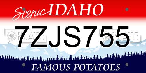 7ZJS755 Idaho License Plate