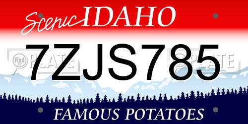 7ZJS785 Idaho License Plate