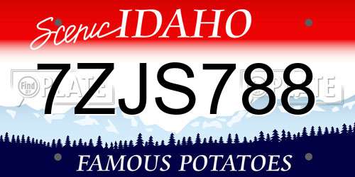 7ZJS788 Idaho License Plate
