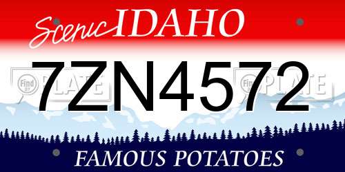 7ZN4572 Idaho License Plate