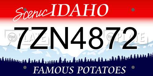 7ZN4872 Idaho License Plate
