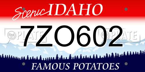 7ZO602 Idaho License Plate