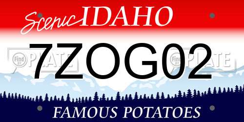 7ZOG02 Idaho License Plate