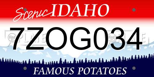7ZOG034 Idaho License Plate