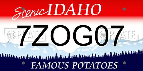 7ZOG07 Idaho License Plate