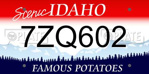 7ZQ602 Idaho License Plate