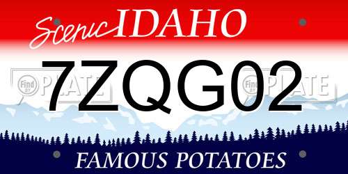 7ZQG02 Idaho License Plate