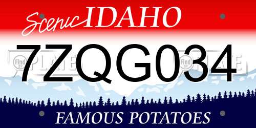 7ZQG034 Idaho License Plate