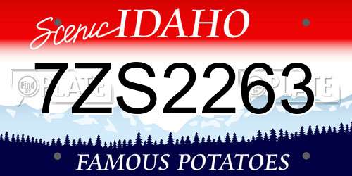 7ZS2263 Idaho License Plate