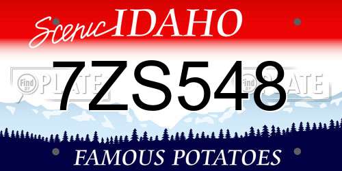 7ZS548 Idaho License Plate