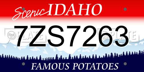 7ZS7263 Idaho License Plate