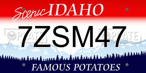 7ZSM47 Idaho License Plate
