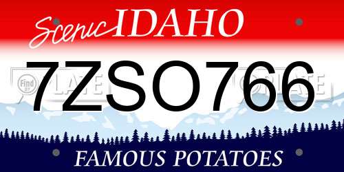 7ZSO766 Idaho License Plate