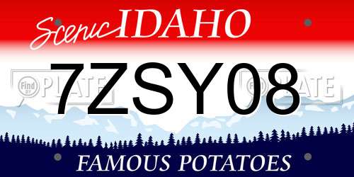 7ZSY08 Idaho License Plate