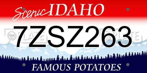 7ZSZ263 Idaho License Plate