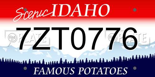 7ZT0776 Idaho License Plate