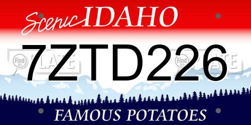 7ZTD226 Idaho License Plate