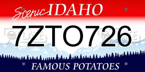 7ZTO726 Idaho License Plate