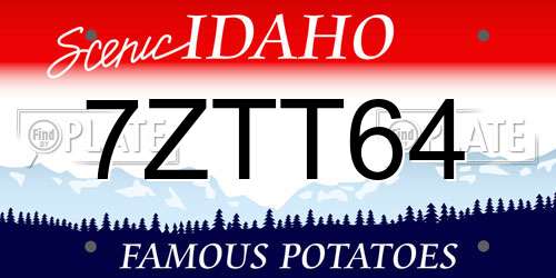 7ZTT64 Idaho License Plate