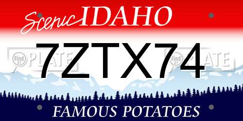 7ZTX74 Idaho License Plate