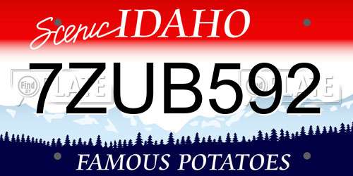 7ZUB592 Idaho License Plate