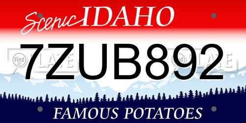 7ZUB892 Idaho License Plate