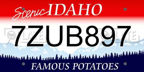 7ZUB897 Idaho License Plate