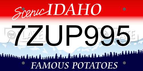 7ZUP995 Idaho License Plate