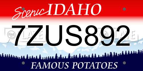 7ZUS892 Idaho License Plate