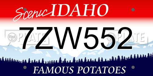 7ZW552 Idaho License Plate