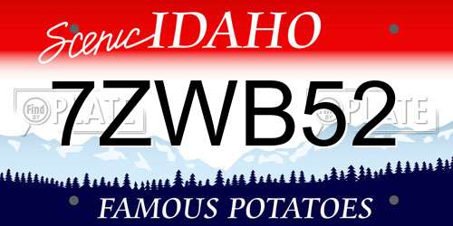 7ZWB52 Idaho License Plate