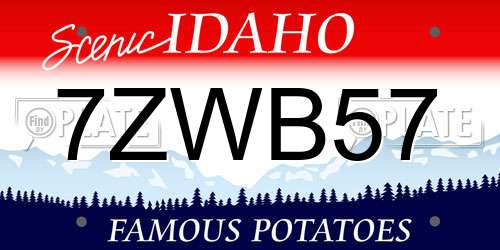 7ZWB57 Idaho License Plate
