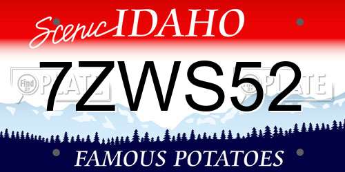 7ZWS52 Idaho License Plate
