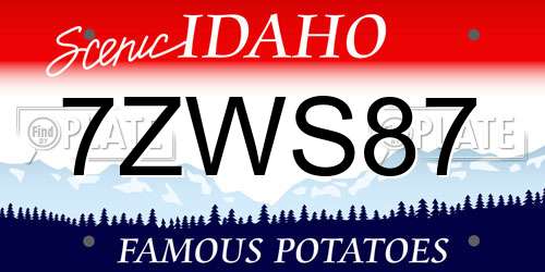 7ZWS87 Idaho License Plate
