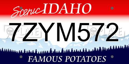 7ZYM572 Idaho License Plate
