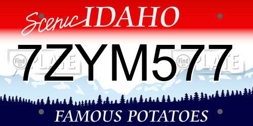 7ZYM577 Idaho License Plate
