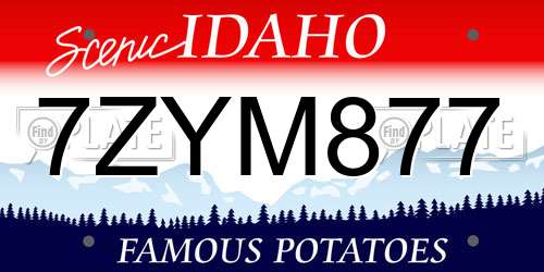 7ZYM877 Idaho License Plate
