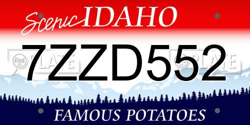 7ZZD552 Idaho License Plate