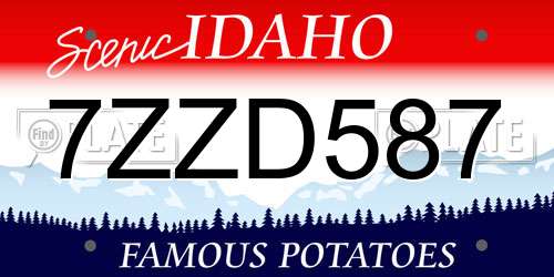 7ZZD587 Idaho License Plate