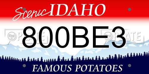 800BE3 Idaho License Plate