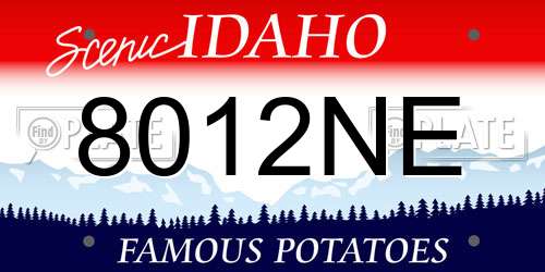 8012NE Idaho License Plate